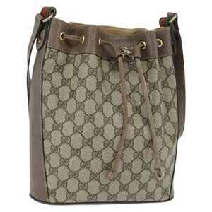 Authentic GUCCI GG Supreme Web Sherry Line Shoulder Bag PVC Beige 41 02 034